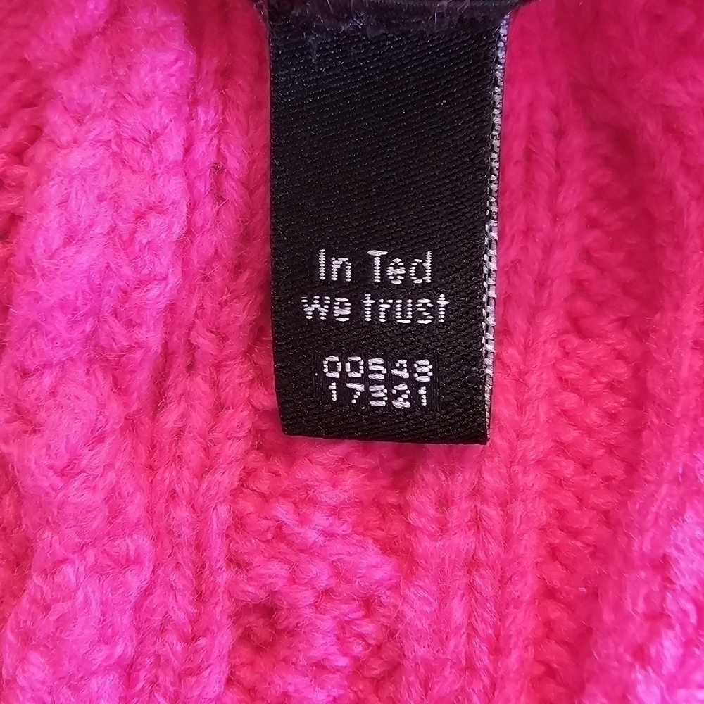 Ted Baker Daisuma Cable Knit Sweater Hot Pink Size 2 - Picture 9 of 16